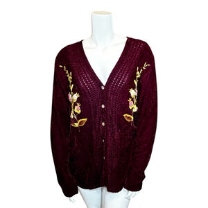 April Cornell April Too Embroidered Chenille Knit Cardigan, One Size